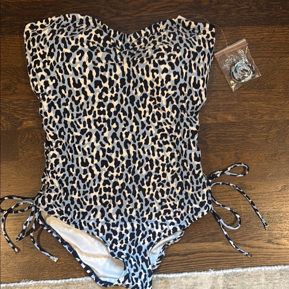 MICHAEL Michael Kors Navy and White Leopard Swimsuit